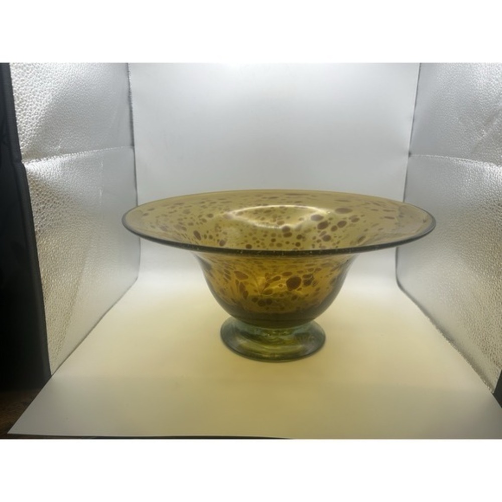Vintage Murano Blown‎ Glass Large Footed Spotted Bowl Decorative Italian